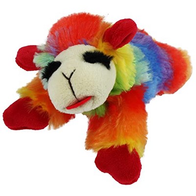 Multipet Rainbow Lamb Chop Plush Dog Toy Small