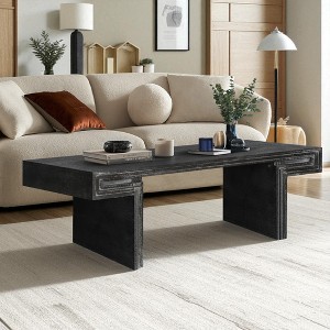 Mshliw 48'' Vintage Industrial Coffee Table with Dual-Tier Shelves, Dining Table, Wood Veneer Top and Rustic Matte Finish - 1 of 4