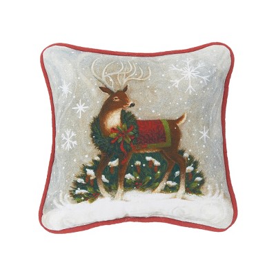 C&F Home Woodland Deer Small Printed Christmas Throw Pillow, 8" x 8"