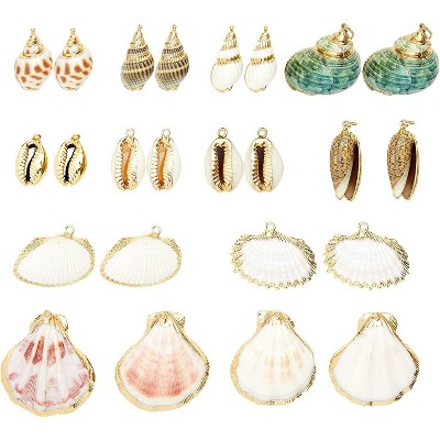 Bright Creations 24 Pack Sea Shell Pendants, Charms for Jewelry Making, Arts and Crafts (0.4 to 1.5 In)