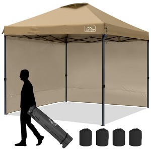 KAMPKEEPER 10x10 Pop Up Canopy Tent with 2 Sidewalls for Outdoor Use, Khaki - 1 of 4