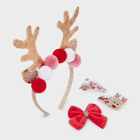 Kids 4pk Reindeer Antler Headband And Clip Set Cat Jack Target