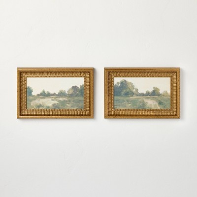 8"x12" Green Landscapes Framed Wall Art 2pc Set (No Glass) - Hearth & Hand™ with Magnolia