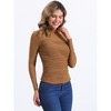 INSPIRE CHIC Women's Solid Mock Neck Mesh Sheer Long Sleeve Ruched Blouses - 4 of 4