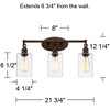 Franklin Iron Works Cloverly Industrial Rustic Wall Light Bronze Hardwire 21 3/4" Wide 3-Light LED Fixture Clear Glass for Bedroom Bathroom Vanity - 4 of 4