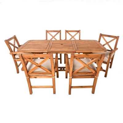 7pc Acacia X - Back Patio Dining Set with Cushions - Brown - Saracina Home