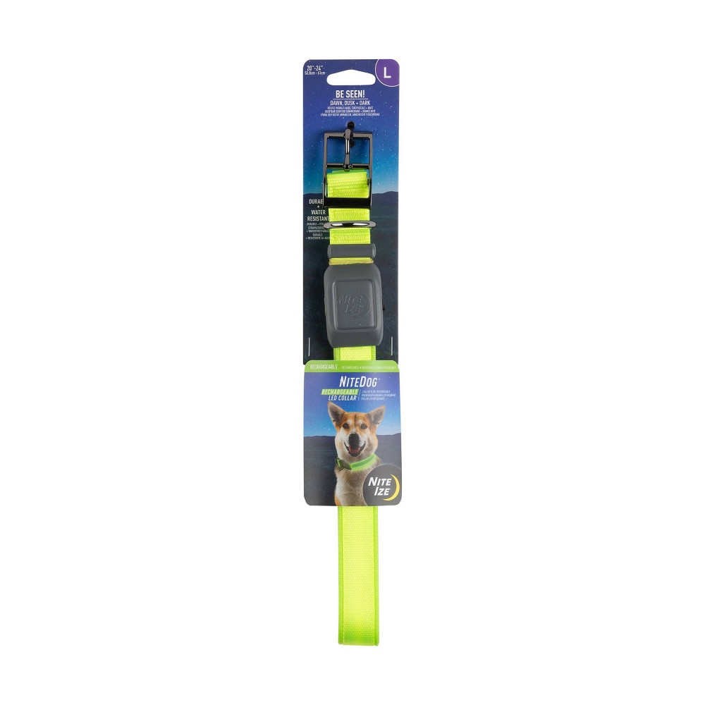 Photos - Collar / Harnesses Nite Ize Nite Dog Rechargeable LED Dog Collar - L - Lime/Green 
