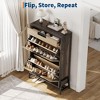 Shoe Storage Organizer with 2 Flip Drawers and 1 Drawer, Shoe Storage Organizer with 3-Tier Adjustable Shelves - 3 of 4