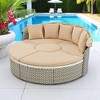 Outdoor Round Daybed with Retractable Canopy,Adjustable Table,Wicker Sectional Sofa with Cushions & Pillows,Patio Lounge Set-Gray - 4 of 4