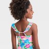 Girls' Seaside Hibiscus Floral Printed Tankini Set - Cat & Jack™ Blue - 3 of 3