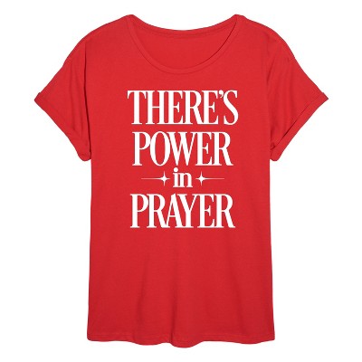Women's - Instant Message - There's Power In Prayer Oversized Graphic T-Shirt
