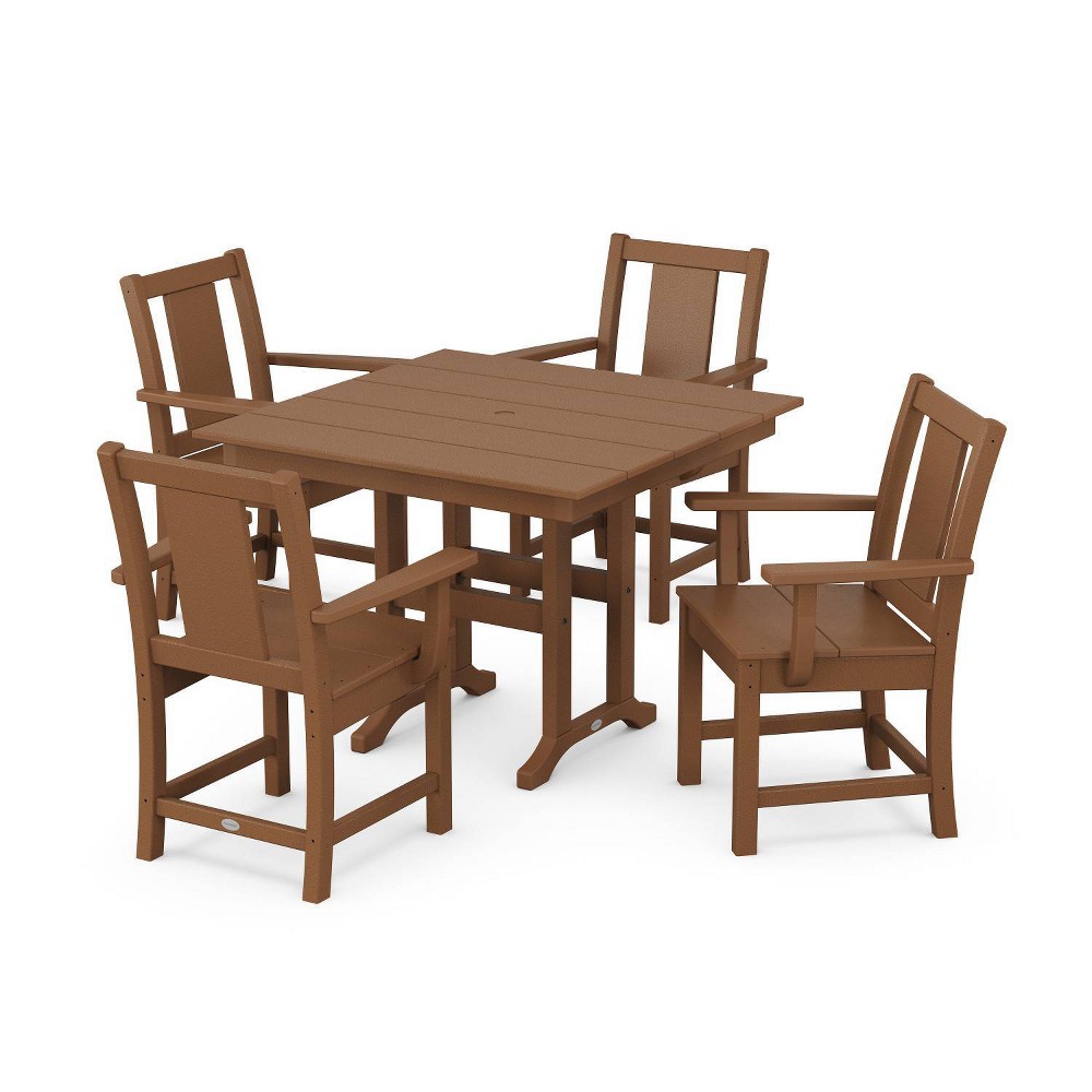 Photos - Dining Table POLYWOOD 5pc Prairie Farmhouse Outdoor Patio Dining Set Teak: Weather-Resi