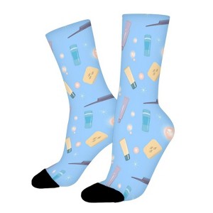 Bathroom Women Printed Crew Socks Funny Funky Socks Soft Polyester Novelty Gifts for Artists Men - 1 of 1