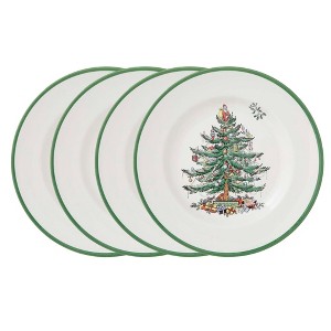 Spode Christmas Tree Dinner Plate, Set of 4, 10.5 Inch Earthenware Plates, Holiday Tableware for Family Meals and Festive Gatherings - 1 of 4
