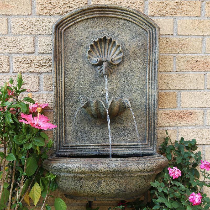 Sunnydaze 27"H Solar-Powered with Battery Pack Polystone Seaside Outdoor Wall-Mount Water Fountain, 2 of 10