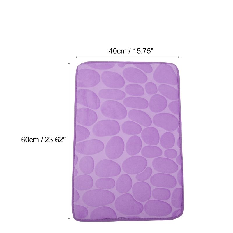 Unique Bargains Bathroom Rugs Polyester Bath Mat Machine Washable Purple Cobblestone Pattern 23.62"x15.75", 4 of 7