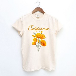 Simply Sage Market Women's California Flower Colorful Short Sleeve Garment Dyed Tee - 1 of 2