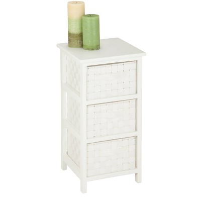 Versatile White Woven Fabric 3-Drawer Storage Cabinet
