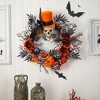 Nearly Natural 30” Spider and Skull with Top Hat Halloween Wreath - 3 of 4