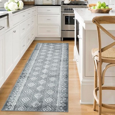 Washable Rug Modern Geometric Area Rug Non Slip Low Pile Farmhouse Rug