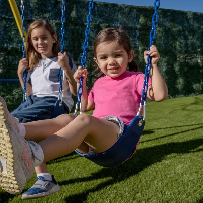 Sportspower Blue and Yellow Metal Swing Set with Slide