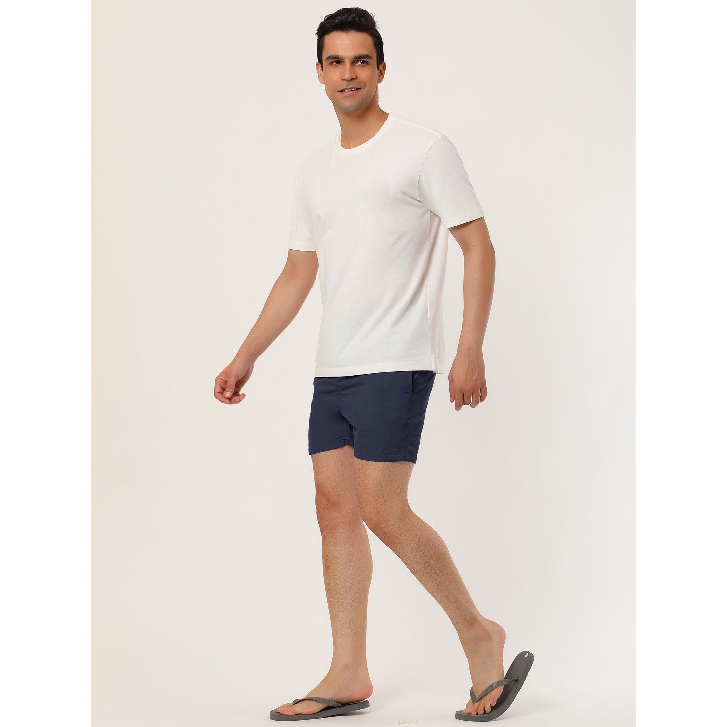 Мужские шорты Lars Amadeus Summer Beach Solid Color Mesh Lining Drawstring Waist Swim Shorts 30 Dark Blue, цвет: Тёмно-синий — фото 4