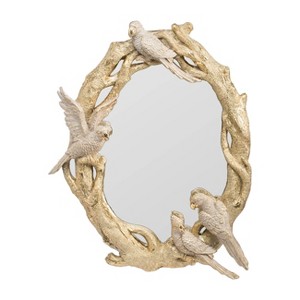 HomeRoots 22" Gold Birds and Branches Resin Framed Accent Mirror - 1 of 4