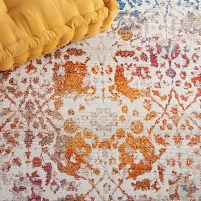 Light Grey and Multi Floral Motif Synthetic Area Rug 9' x 12'