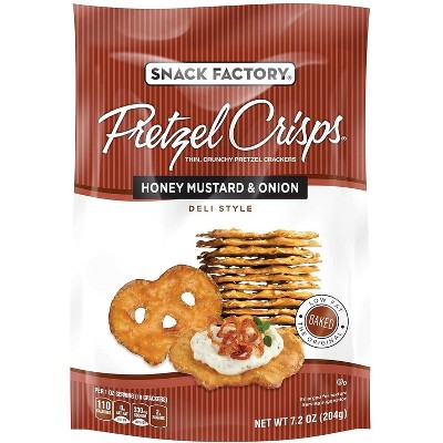 Snack Factory Pretzel Crisps, Honey Mustard & Onion, 7.2 Ounce (Pack of 12)