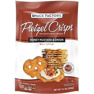 Snack Factory Pretzel Crisps, Honey Mustard & Onion, 7.2 Ounce (Pack of 12) - 1 of 3