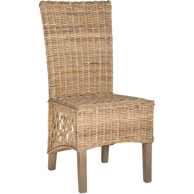 Sumatra High-Back Rattan Cane Side Chair, Brown, Set of 2