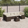 vidaXL Patio Sofa Set with Cushions Outdoor Furniture 8 Piece Poly Rattan - Brown and Cream - 2 of 4