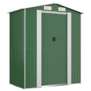 vidaXL Galvanized Steel Garden Shed - Durable Outdoor Storage for Garden Tools and Equipment - Easy Access Gate in Green 75.6"x42.5"x87.8" - 1 of 4