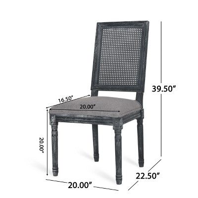 Vynxaria French Country Dining Chair Set of 2 - Elegant Upholstered Chairs with Weathered Finish