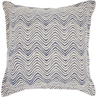 Life Styles Printed Waves Oversize Square Throw Pillow Indigo - Nourison