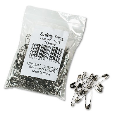 Charles Leonard Safety Pins Nickel-Plated Steel 1 1/2" Length 144/Pack 83150