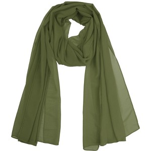 Elerevyo Women's Solid Chiffon Sheer Lightweight Soft Long Scarf Shawl 1 Pc - 1 of 4