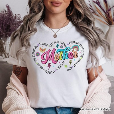 Inspiring Words for Mothers Heart T-Shirt, White Colorful Tee for Strong Women| OrnamentallyYou