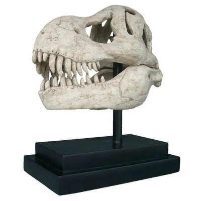 Design Toscano T-Rex Dinosaur Skull Fossil Statue on Museum Mount