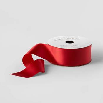 1.5" Satin Fabric Ribbon Cranberry Red 36ft - Wondershop™