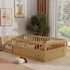 CAVINAS Twin/Full Size Modern Bed Frame with Heigh Guardrails,Pine Wood Floor Bed for Kids Room,Playroom - 3 of 4