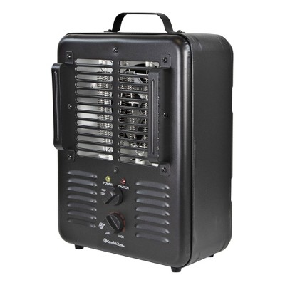 Comfort Zone Portable Electric Space Heater, 1500W, Indoor Utility Heater with 3 Heat Settings, Adjustable Thermostat, and Cool Touch Housing, Black