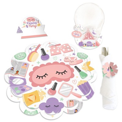 Big Dot of Happiness Pajama Slumber Party - Girls Sleepover Birthday Party Paper Charger and Table Decorations - Chargerific Kit - Place Setting for 8