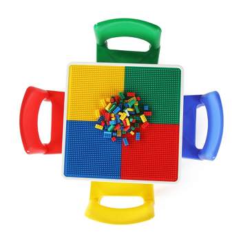 5pc 2 in 1 Square Plastic Activity Kids' Table and Chair Set - Humble Crew