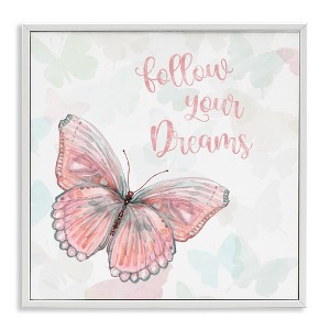 Stupell Industries Follow Your Dreams Pink Butterfly Framed Giclee Art - 1 of 4