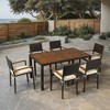ELJGET 7 Piece Patio Dining Set, Outdoor Dining Furniture Set with Table and Chairs, Brown - 4 of 4