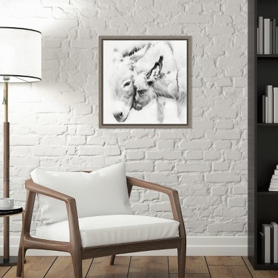 Sylvie Greywash Framed Canvas Print of Donkey Portrait III