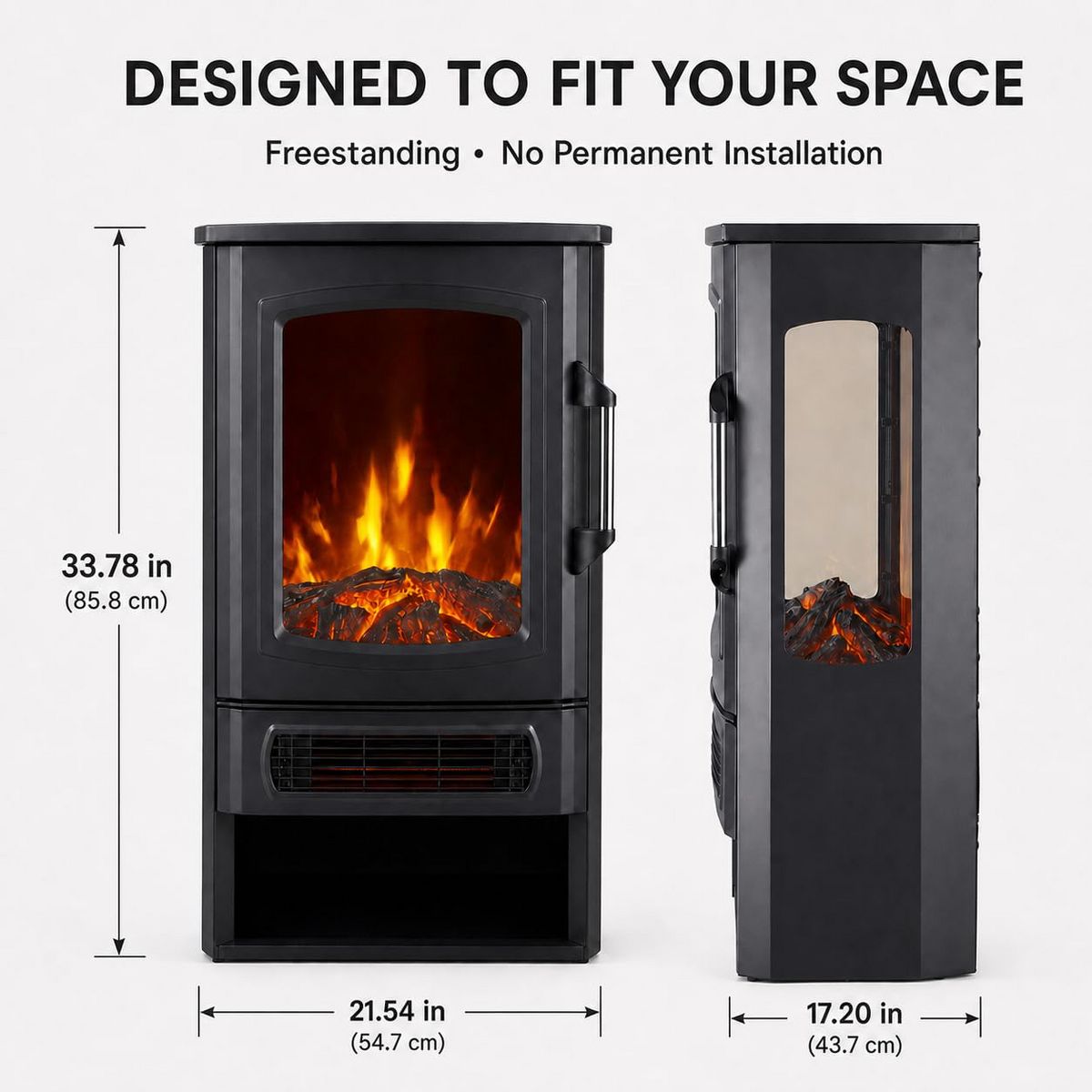 Garvee Three-Sided Electric Fireplace with Remote, 2-Stage with Heater, Thermostat & Timer, Adjustable Flame, Home & Kitchen Cozy Heating - thumbnail 2