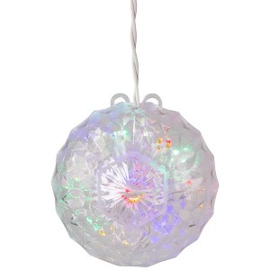 Northlight LED Crystal Sphere Hanging Christmas Decoration - 5" - Multi-Lights - 2' White Wire - 1 of 4