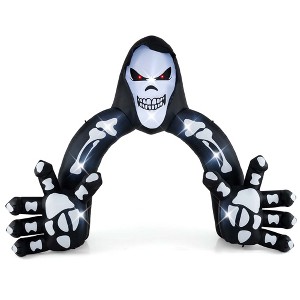 Costway 10.2 x 8.7 ft Halloween Inflatable Grim Reaper Archway LED Lighted Skeleton Archway - 1 of 4